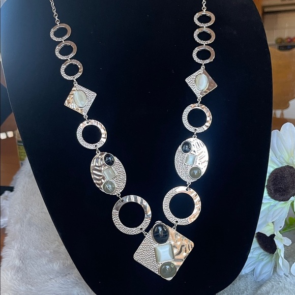 Chic Silver and Black Necklace - Picture 2 of 5